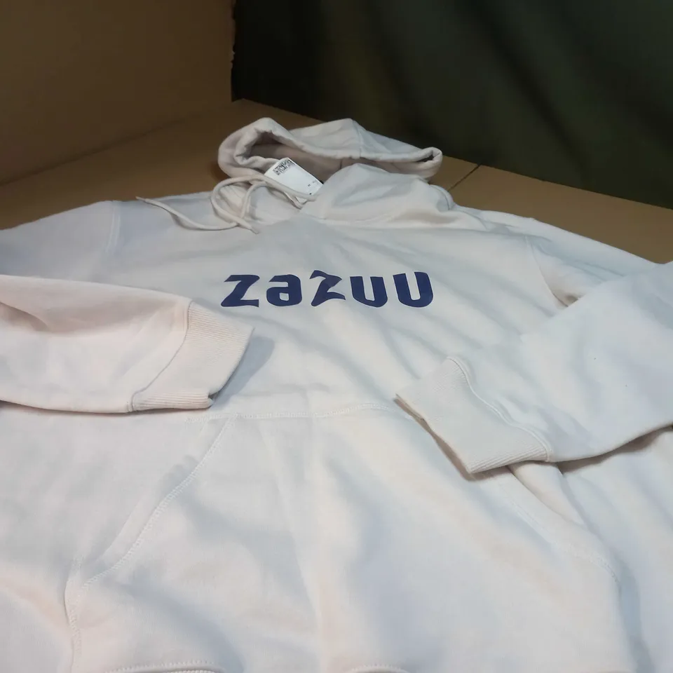 H&M STONE/SLOGAN FRONT POCKET HOODIE - MEDIUM