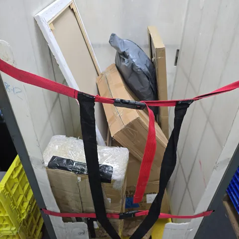 CAGE OF APPROX 8 ASSORTED ITEMS TO INCLUDE - PAINTING, WATERING CAN, STORE SIGNS ETC