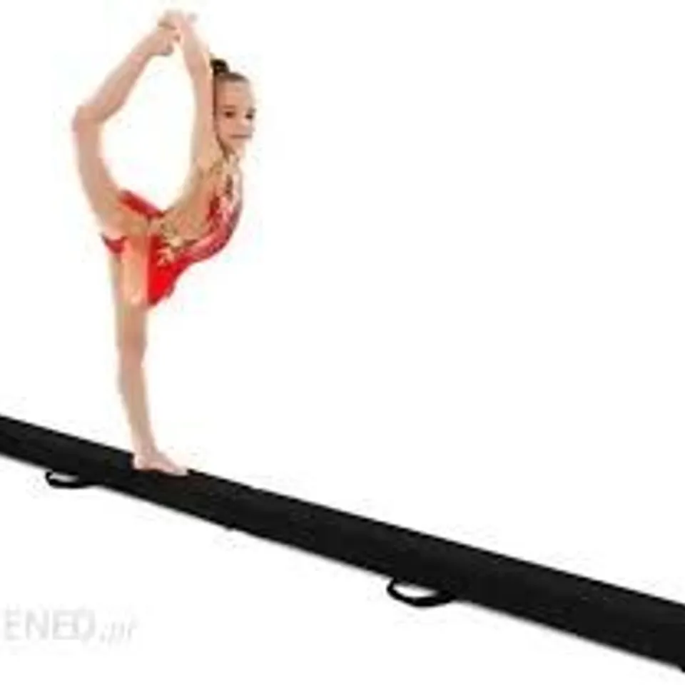 BOXED COSTWAY COSTWAY 7FT/2.1m FOLDING PORTABLE FLOOR BALANCE BEAM WITH HANDLES FOR GYMNASTS - BLACK