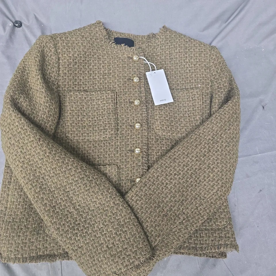 MANGO CHAQUETA 103WINTOUR  TWEED JACKET IN KHAKI SIZE LARGE