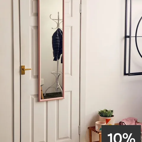 BOXED MIZE PINK PLASTIC FRAME OVER DOOR MIRROR