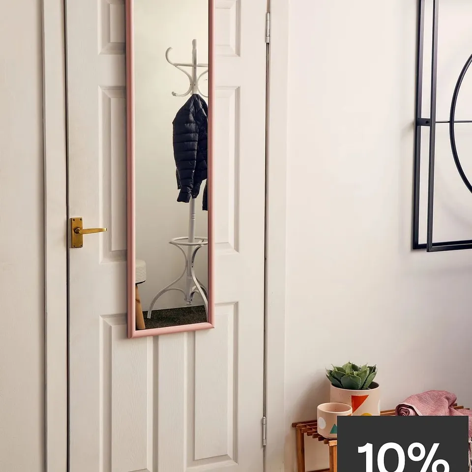 BOXED MIZE PINK PLASTIC FRAME OVER DOOR MIRROR 