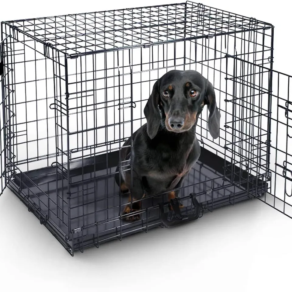 BOXED FURDREAMS FOLDABLE METAL DOG CAGE - 24 INCH - BLACK (1 BOX)