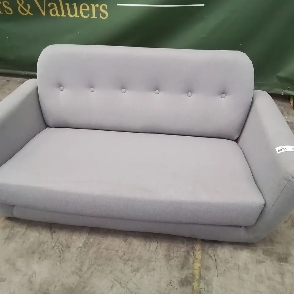 DESIGNER TWO SEATER SOFA LIGHT GREY FABRIC 