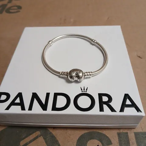 PANDORA STERLING SILVER CHARM BRACELET WITH BEAD – BOXED