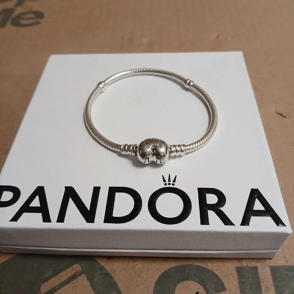 PANDORA STERLING SILVER CHARM BRACELET WITH BEAD – BOXED