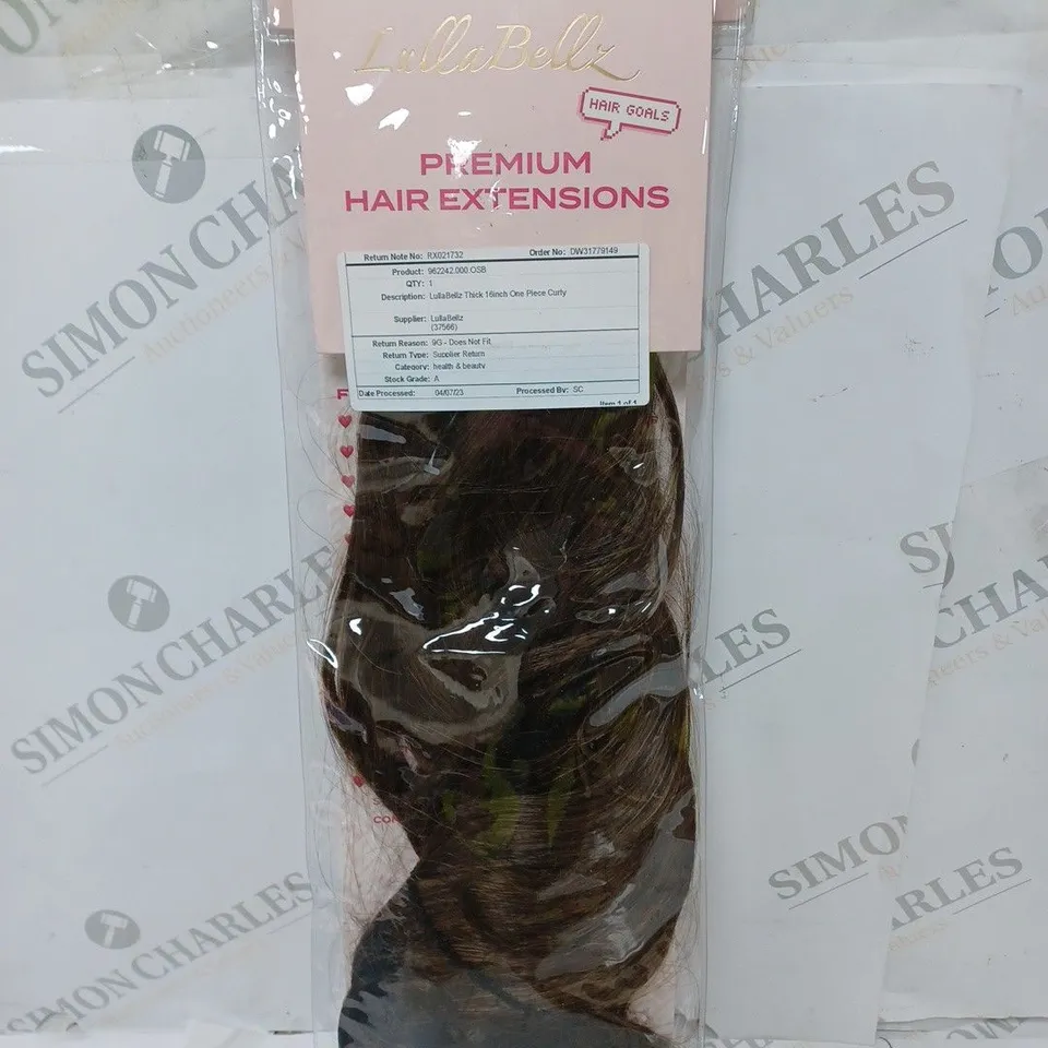 LULLABELLZ THICK ONE PIECE CURLY HAIR EXTENSION - 16" DARK BROWN CARAMEL 