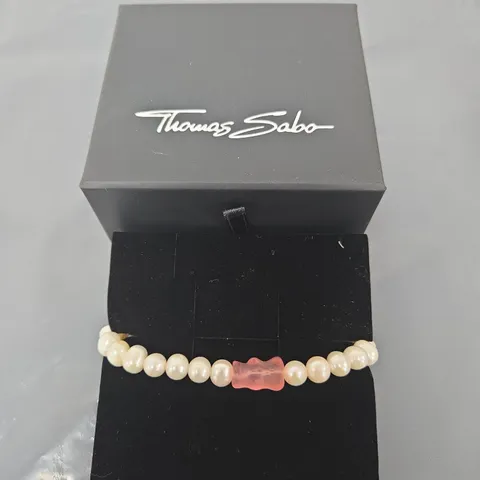 THOMAS SABO X HARIBO CREAM PEARL BEAD BRACELET WITH PINK GUMMY BEAR CHARM