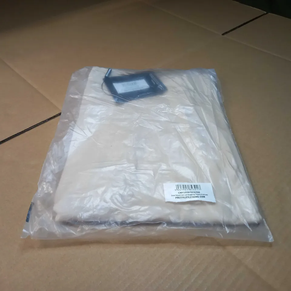 PACKAGED PLT CREAM TAILORED LINEN LOOK STRAIGHT LEG TROUSERS - SIZE 10