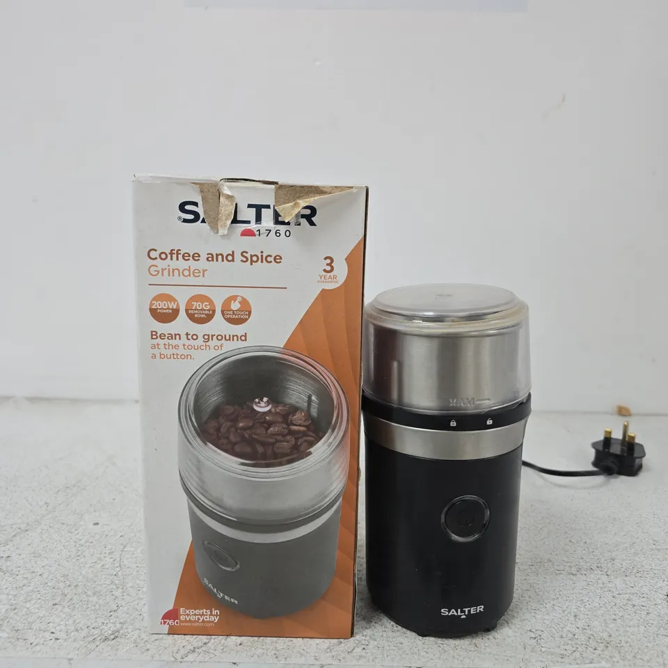 SALTER COFFEE & SPICE GRINDER, 200W, BLACK WITH STAINLESS LID (BOXED)