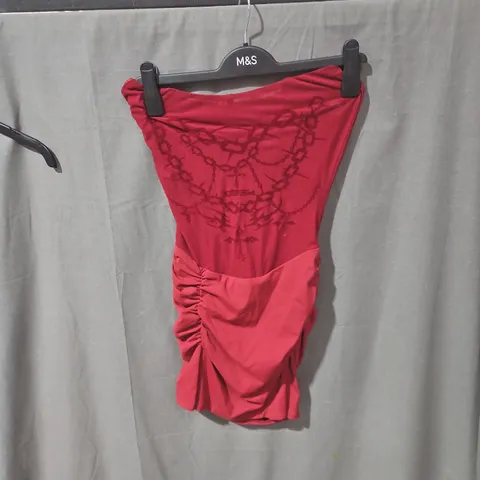 OUTCAST RED DRESS WITH LACE-UP BACK, SIZE S