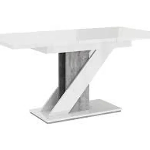 BOXED ALEJO EXTENDABLE PEDESTAL DINING TABLE - WHITE GLOSS