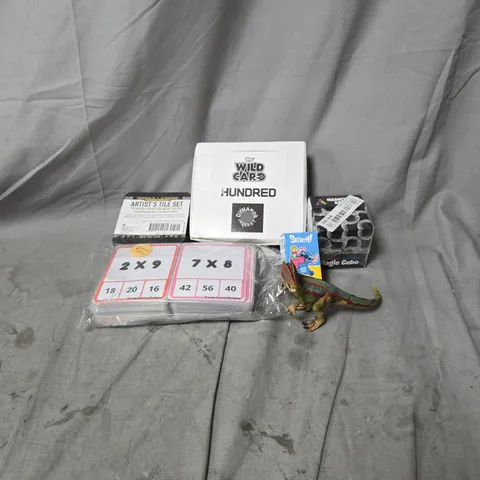 APPROXIMATELY 25 ASSORTED ITEMS OF TOYS AND GAMES INCLUDING THE HUNDRED CRICKET WILD CARD GAME, ARTISTS TILE SET, MAGIC CUBE PUZZLE, AND STITCH DOLL