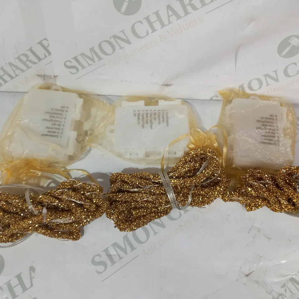 SET OF 3 DECORATIVE LED ROPE LIGHTS IN GOLD COLOUR