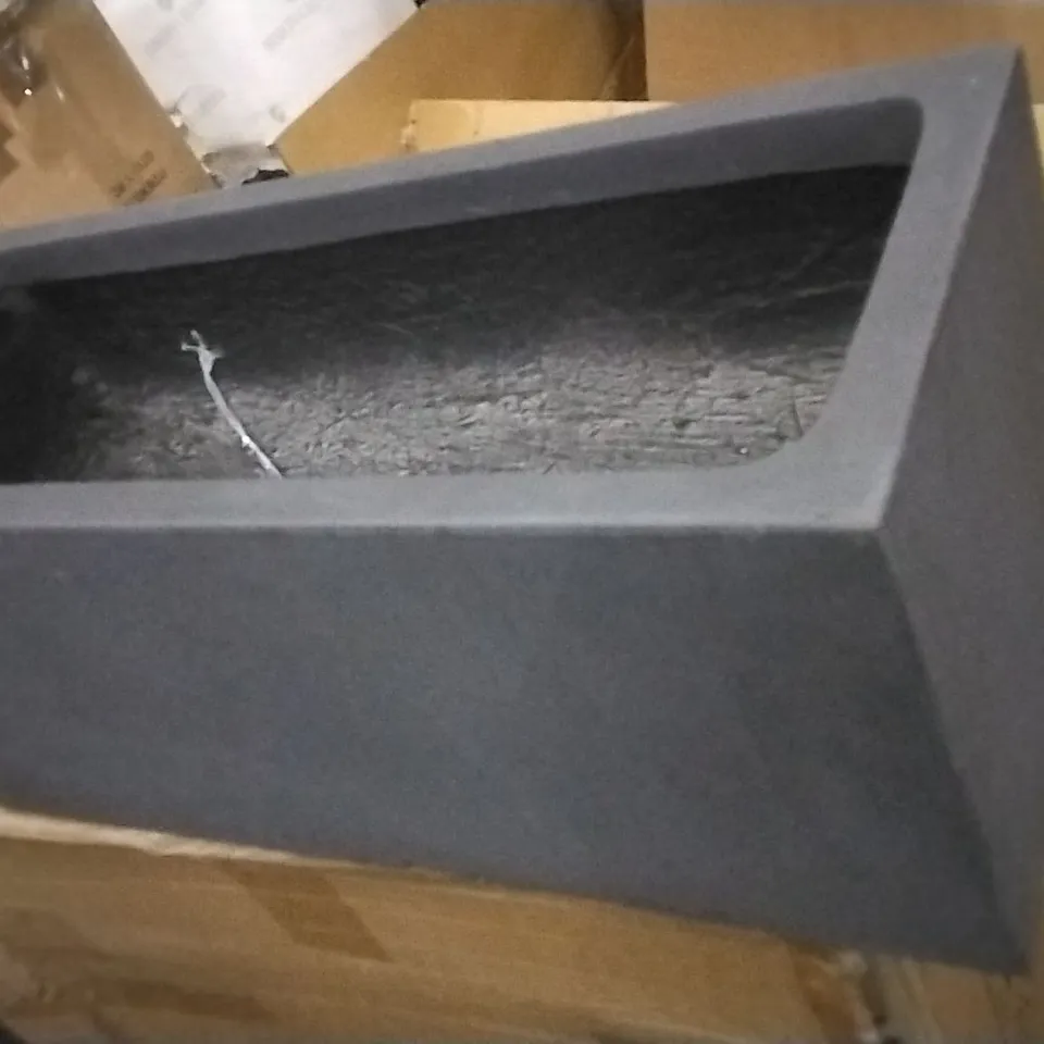 BOXED FIBERSTONE CONCRETE PLANTER BOX DARK GREY 