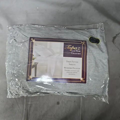 TOPAZ LUXE HOME COLLECTION DEEP FITTED SHEETS, GREY – BOX OF APPROXIMATELY 12