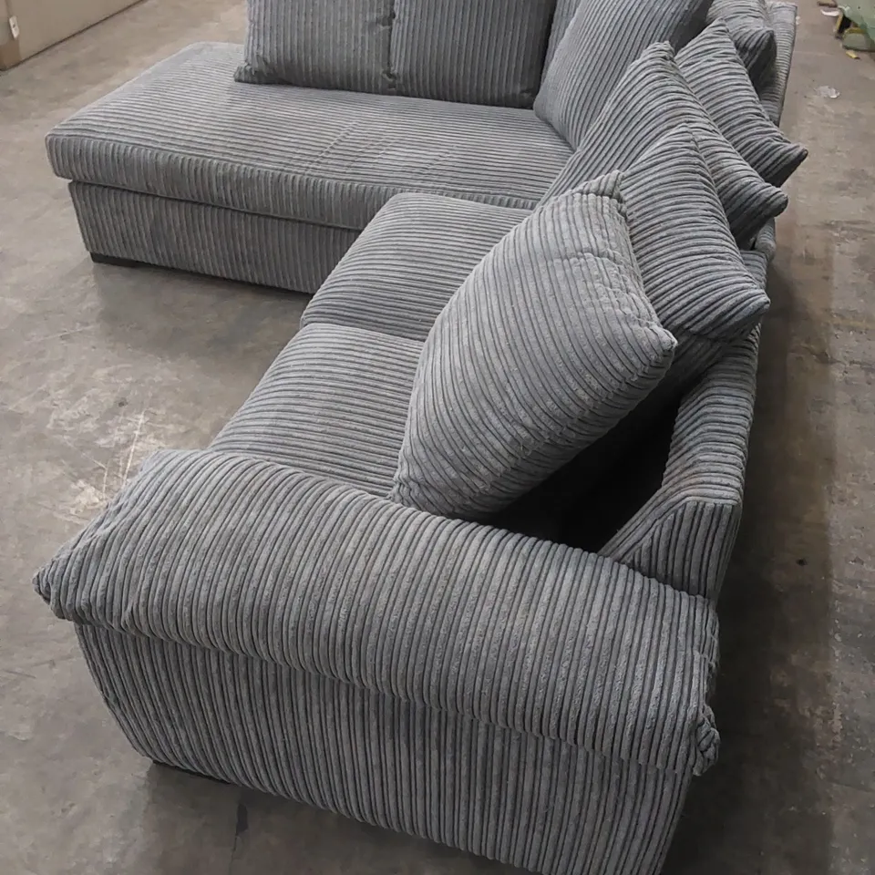 AMALFI SCATTERBACK LH CORNER CHAISE SOFA IN CHARCOAL CORDUROY FABRIC 