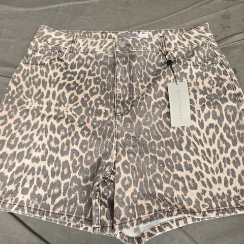 MINT VELVET LEOPARD DENIM SHORTS - UK 16
