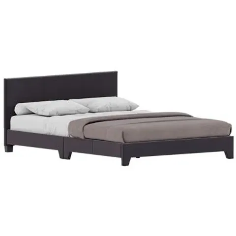 BOXED SCIPIO UPHOLSTERED FAUX LEATHER BED, UKFR CERTIFIED - BLACK // SIZE: 5FT KING (1 BOX)