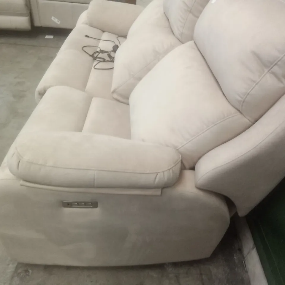 DESIGNER G PLAN MADE KINGSBURY 3 SEATER ELECTRIC RECLINER DBL SOFA - STINGRAY LINEN FABRIC 