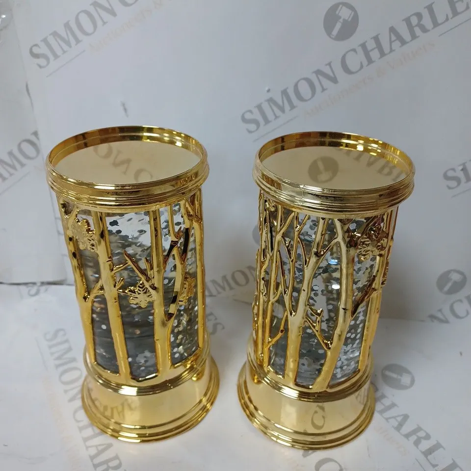 BOXED HOME REFLECTIONS PAIR OF PRELIT SWIRLING GLITTER SCENIC PILLARS