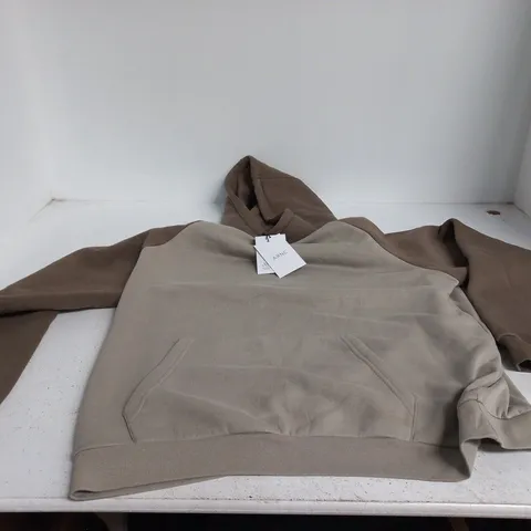ARNE NEOPRENE RAGLAN COLOUR BLOCK HOODIE TAU[E/STONE XL