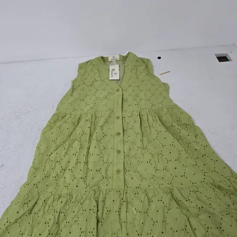 VALISSIÉRE GREEN EYELET DRESS – SIZE 16