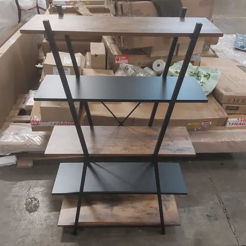 DESIGNER 5-TIER INDUSTRIAL-STYLE OPEN BOOKSHELF