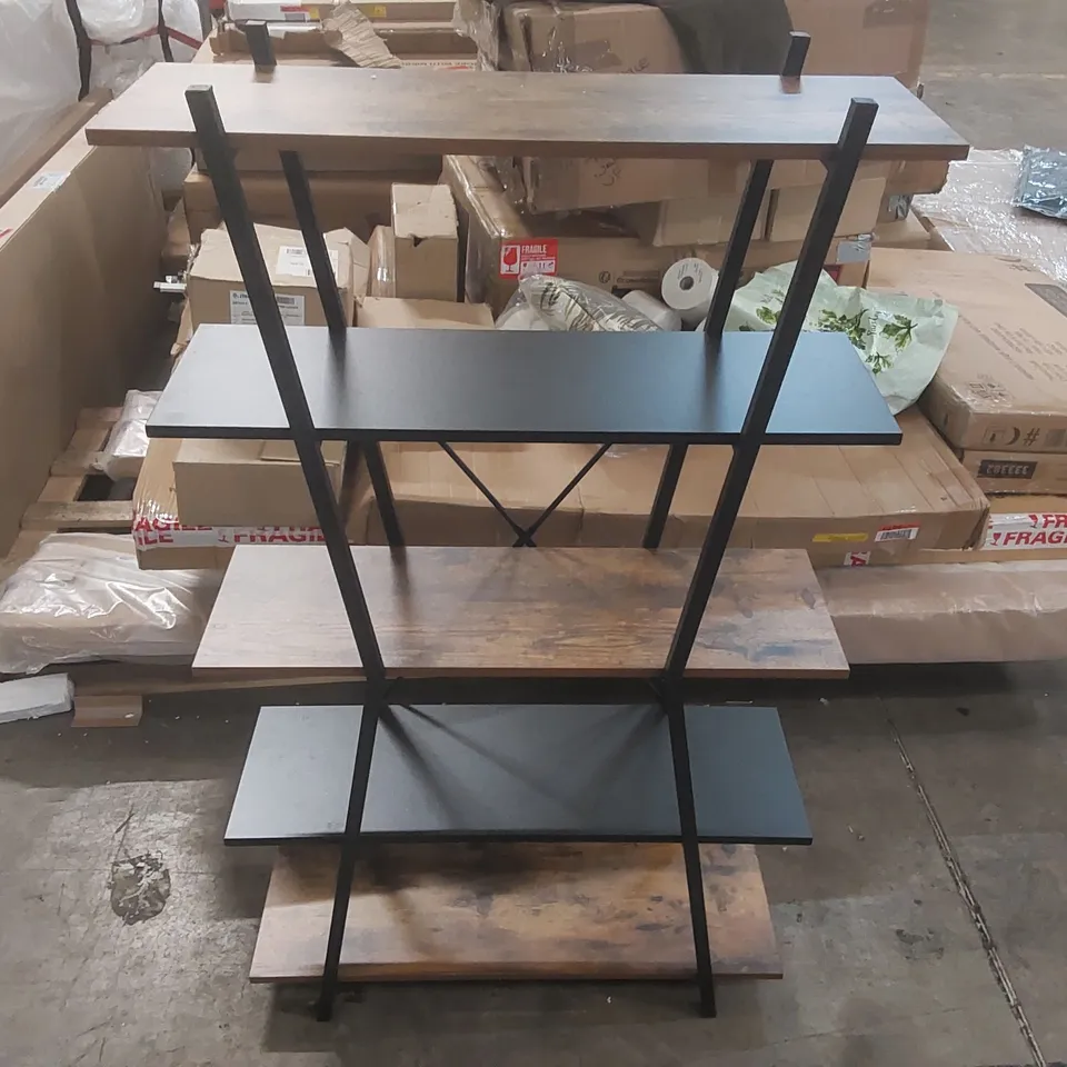 DESIGNER 5-TIER INDUSTRIAL-STYLE OPEN BOOKSHELF