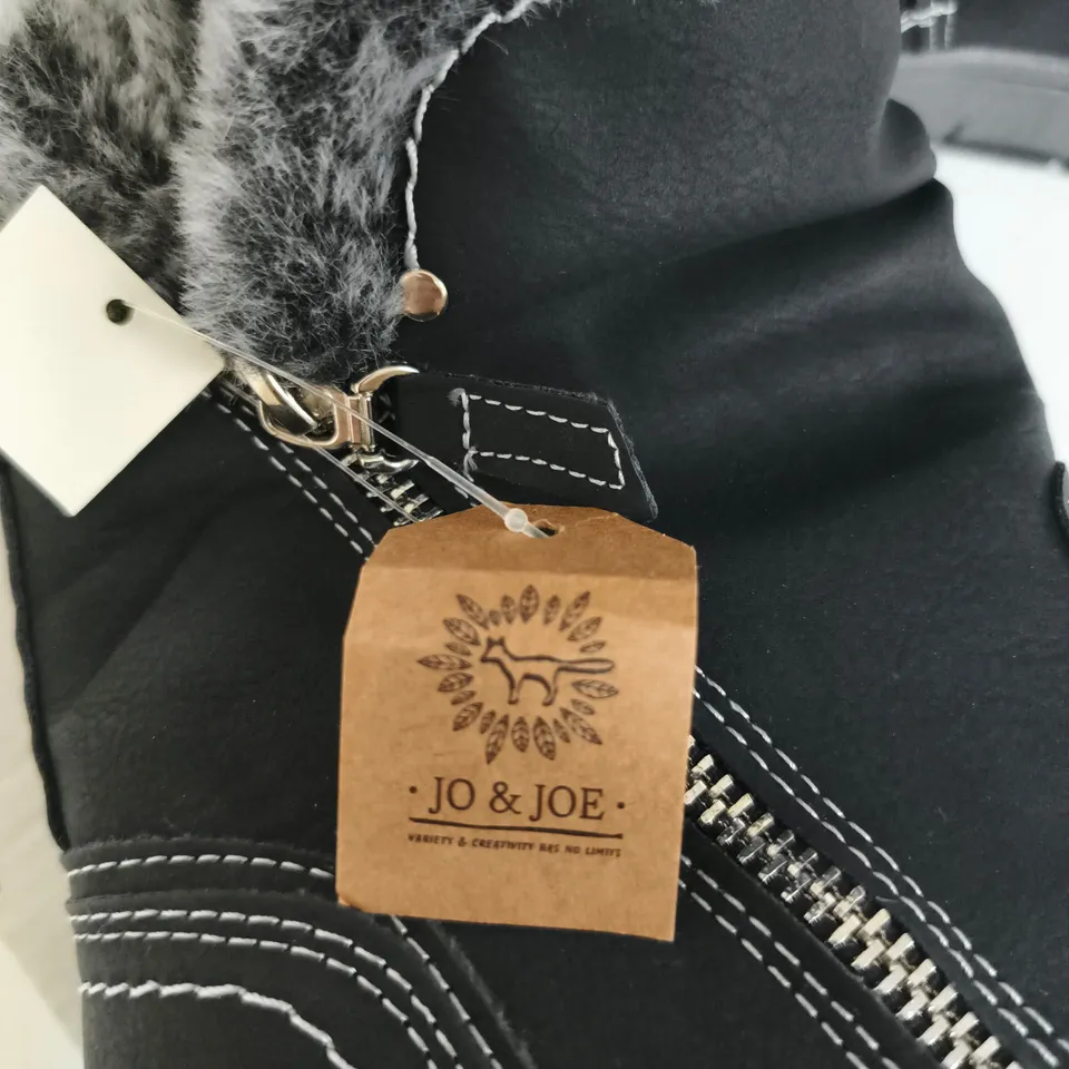 JO & JOE JADE BLACK PU BOOTS WITH FUR TRIM – UK 4