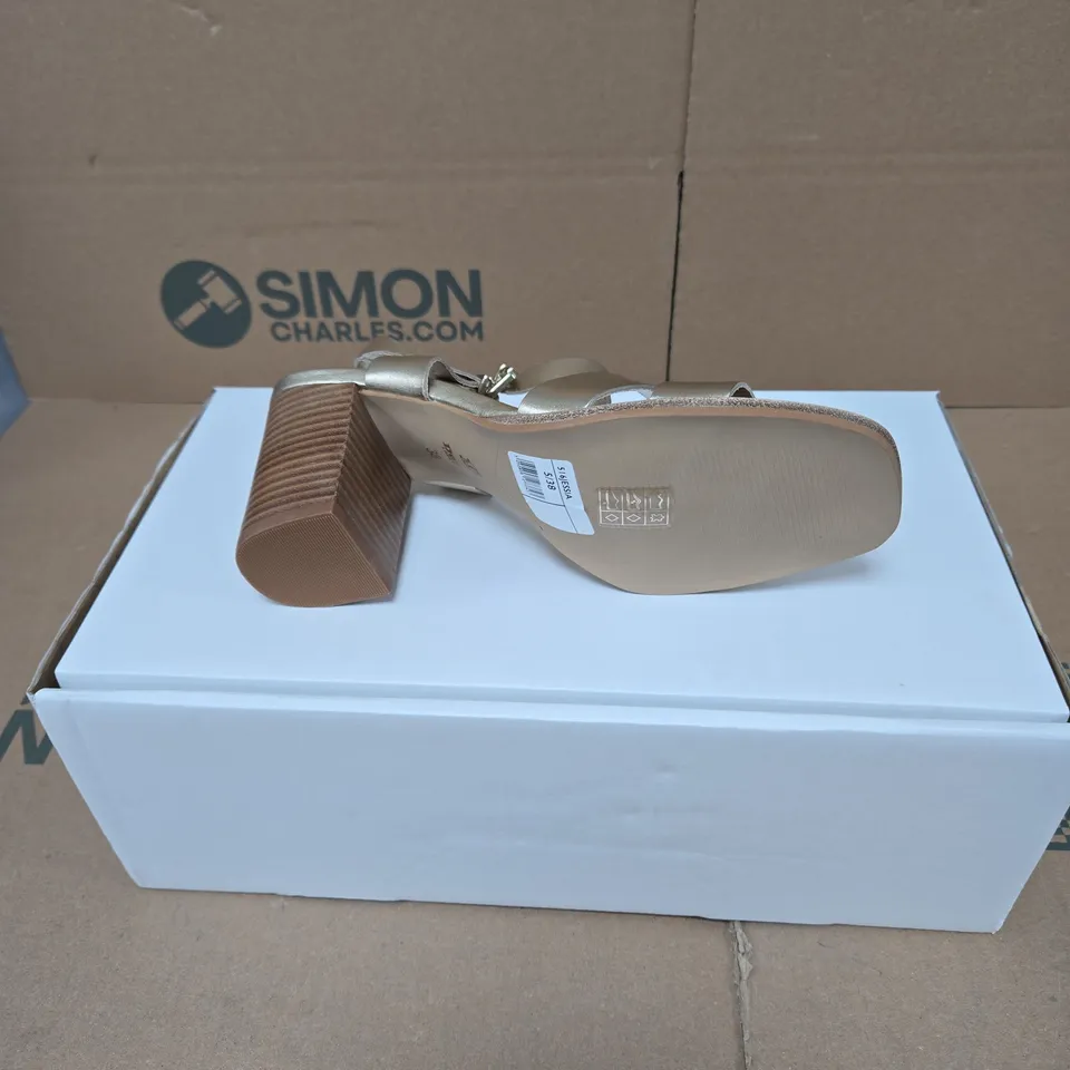 DUNE LONDON JESSIA BLOCK HEEL SANDALS GOLD SIZE 6