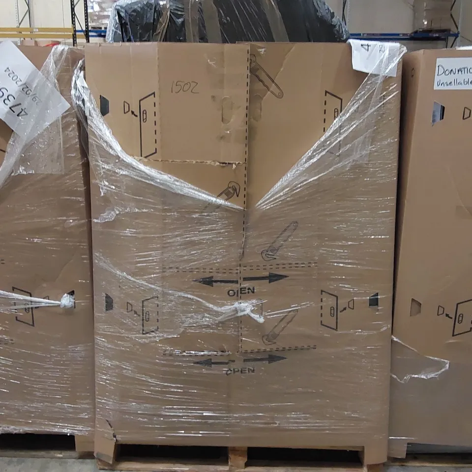 PALLET OF ASSORTED ITEMS INCLUDING: AIR FRYER, SUITCASE, LED WORK LIGHT, DOOR MAT, LARGE CUSHIONS 