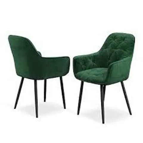 BOXED SET OF 2 ANIKA MODERN VELVET DINING CHAIRS - GREEN (1 BOX)