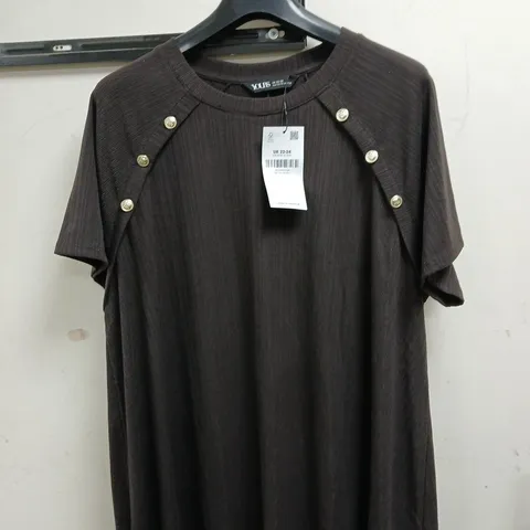 YOURS CURVE SWING TOP - BROWN - SIZE 22-24