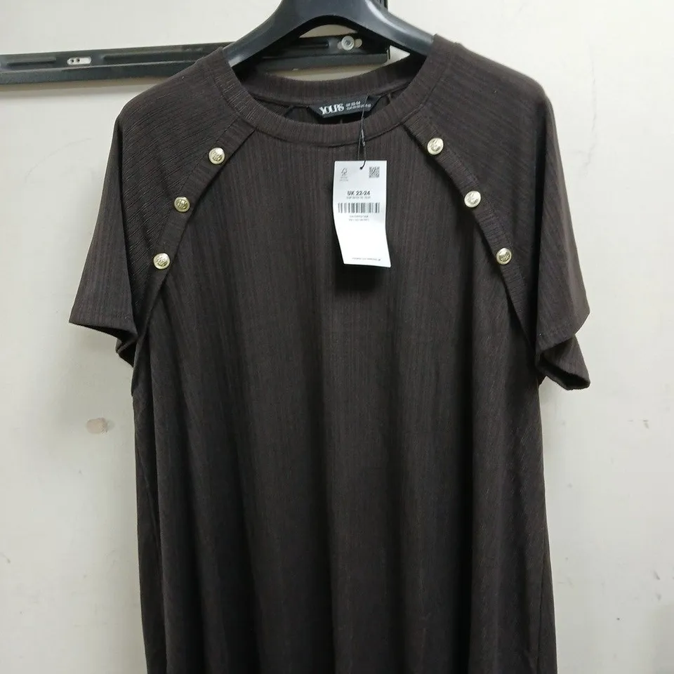 YOURS CURVE SWING TOP - BROWN - SIZE 22-24