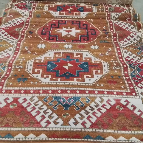 QUALITY DESIGNER DALLAS 160 X 230CM -MUSTARD/RED/BLUE-