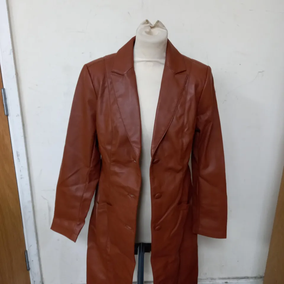 RUTH LANGSFORD FAUX LEATHER COAT