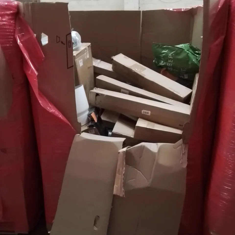 PALLET OF ASSORTED HOUSEHOLD GOODS AND PRODUCTS TO INCLUDE; EXERCISE PRODUCTS, VIBRATION PLATE, FOOD PROCESSOR ETC
