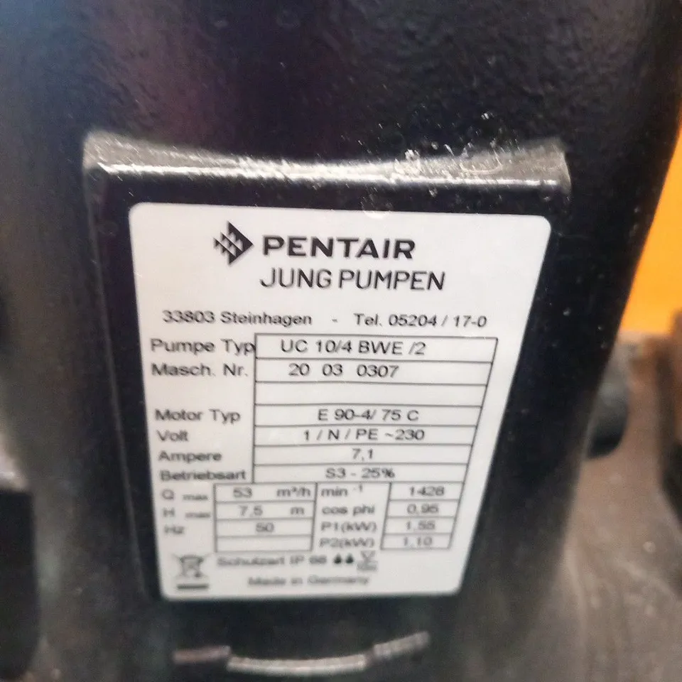 PENTAIR JUNG PUMPEN UC 10/4 BWE /2 SEWAGE LIFTING STATION