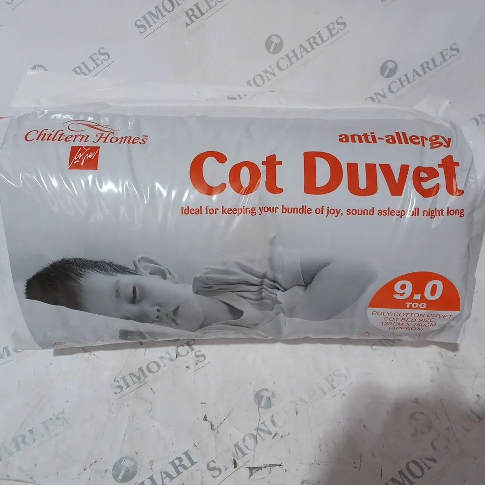 PACKAGED AND SEALED ANTI ALLERGY COT DUVET - 9 TOG