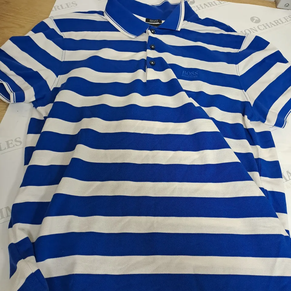 HUGO BOSS BLUE/WHITE POLO SHIRT SIZE XL 