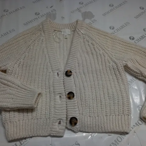 H&M CREAM BUTTON FRONT CARDIGAN - EUR XS