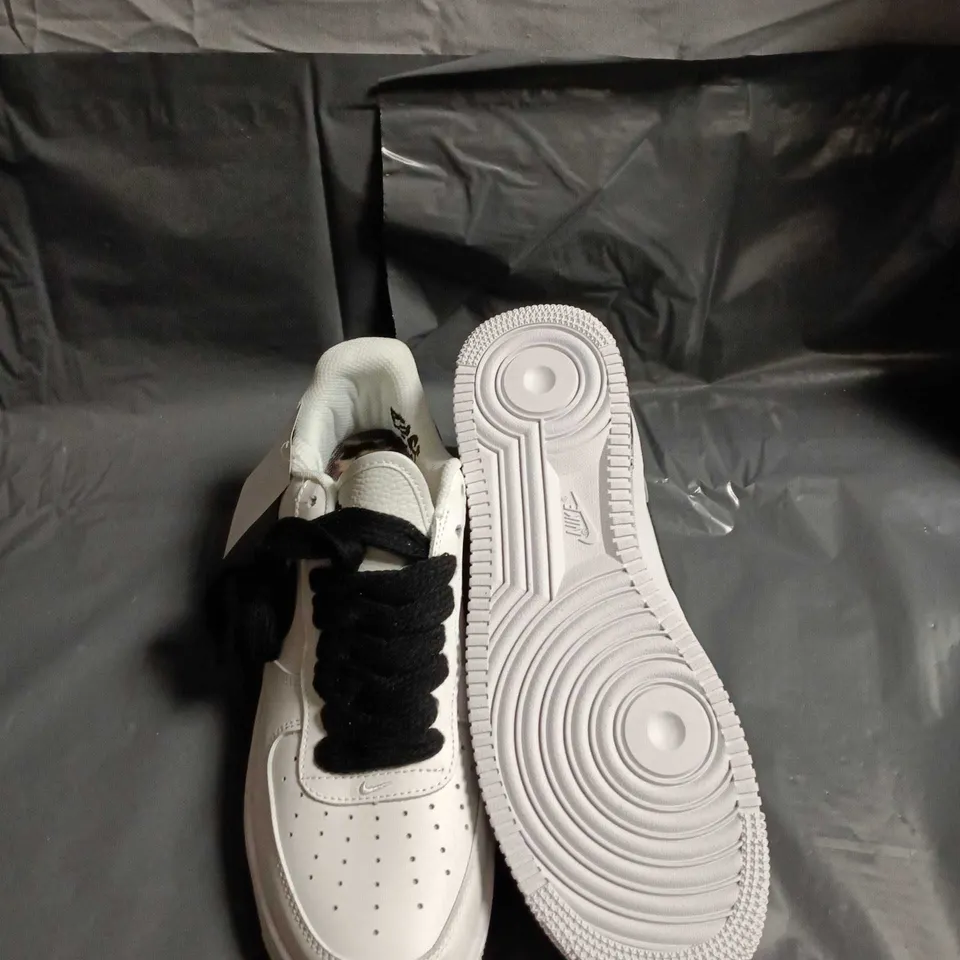 NIKE AIR LOW TRAINERS – WHITE/BLACK SWOOSH - SIZE US 10