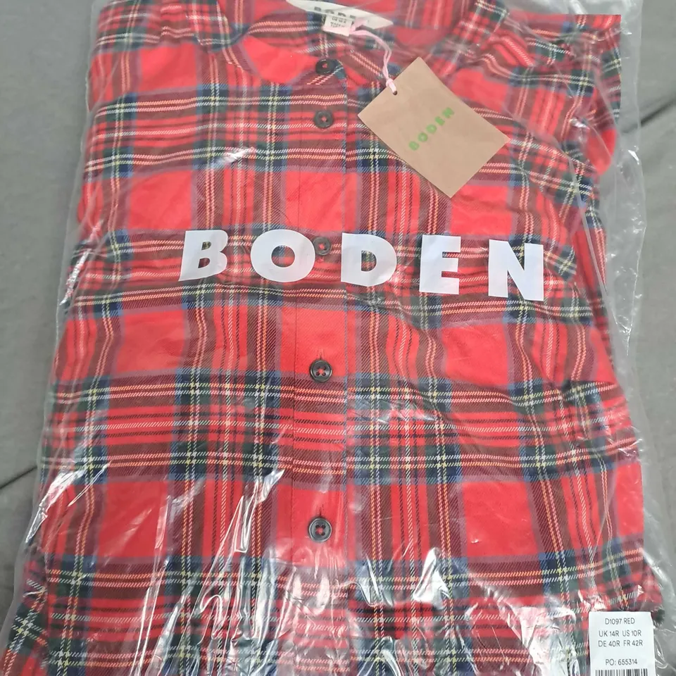 BAGGED BODEN ALBA CHECK MAXI DRESS IN RED AND BLUE CHECK - UK 14R