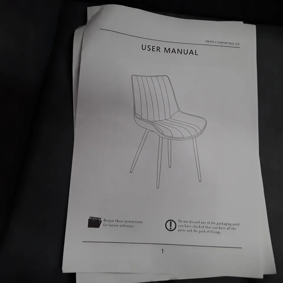 BOXED SET OF 2 UPHOLSTERED FAUX LEATHER DINING CHAIRS - GREY (1 BOX)