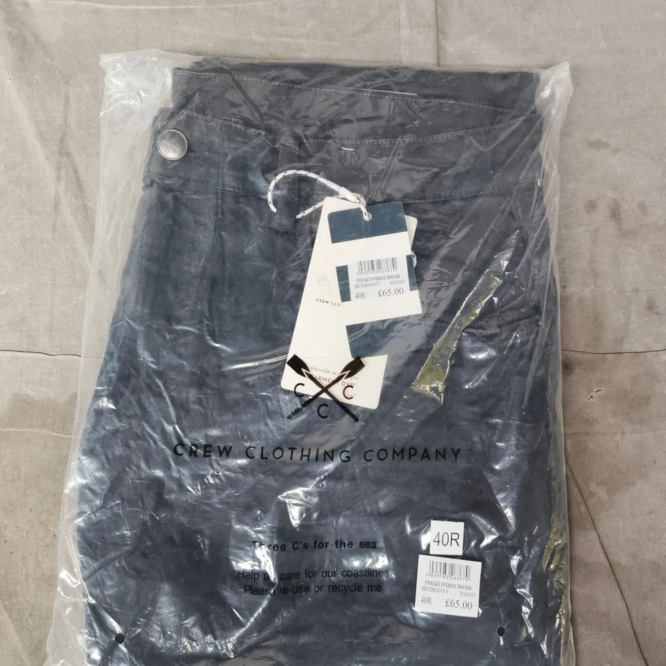 BAGGED CREW CLOTHING COMPANY 5 POCKET OVERDYE TROUSERS NAVY SIZE 40R