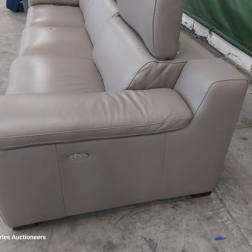QUALITY ITALIAN DESIGNER RICCARDO POWER RECLINING TWO SEATER SOFA WITH ADJUSTABLE HEADRESTS GREY LEATHER