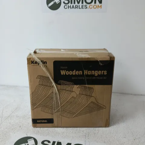 WOODEN HANGERS – NATURAL, 30-PACK (BOXED)