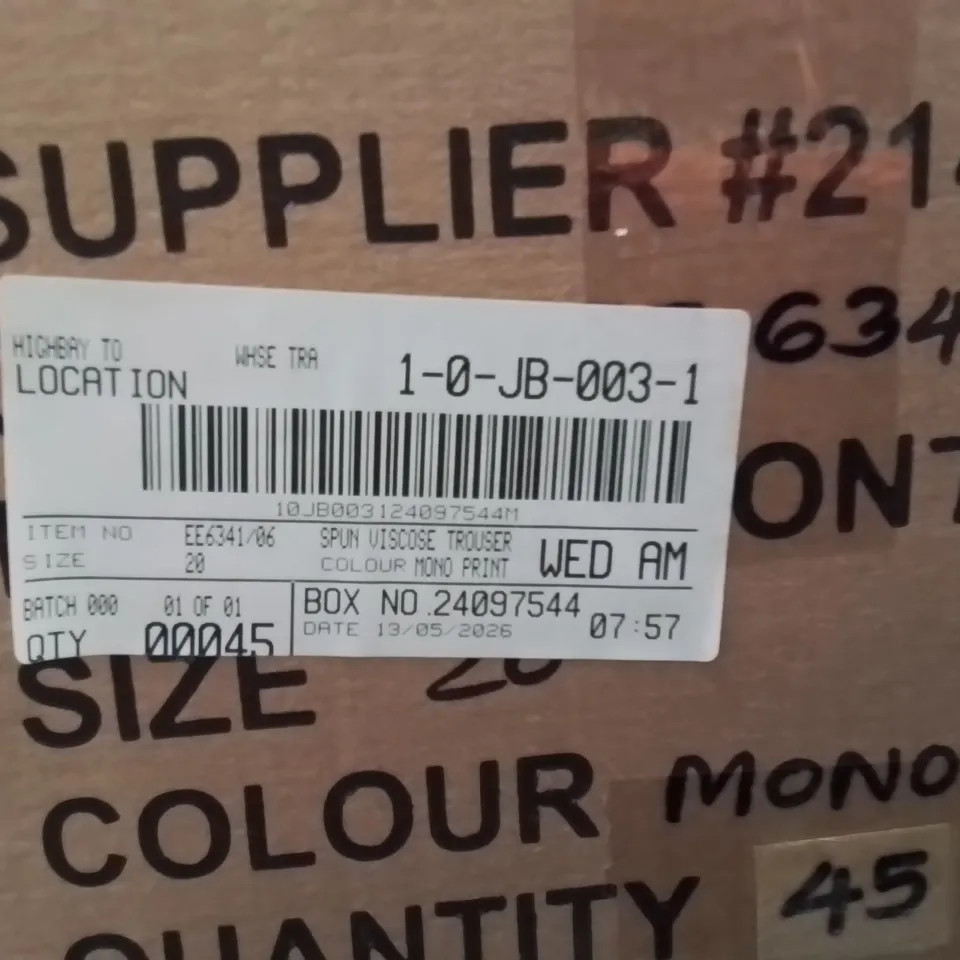 BOXED BRAND NEW APPROXIMATELY 45 JD WILLIAMS SPUN VISCOSE TROUSERS MONO PRINT SIZE 20