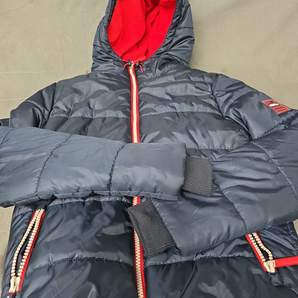 THE SUPERDRY OUTERWEAR COMPANY NAVY PUFFER JACKET - SIZE UNSPECIFIED
